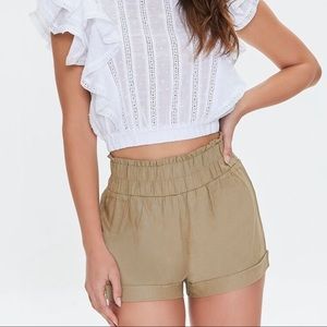 Forever 21 Smocked Linen-Blend Shorts